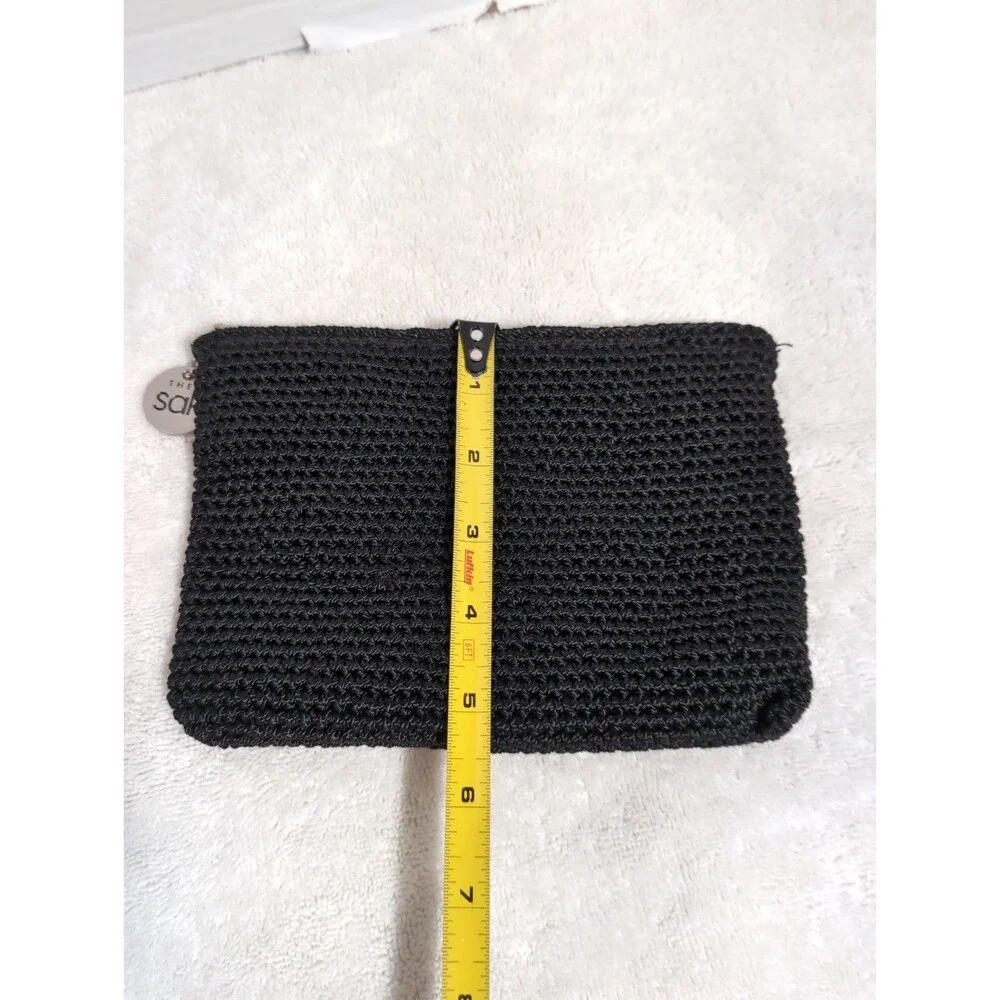 THE SAK MINI PURSE/CLUTCH WITH ZIPPER CLOSURE INSIDE POCKET AND CHARM BLACK EUC